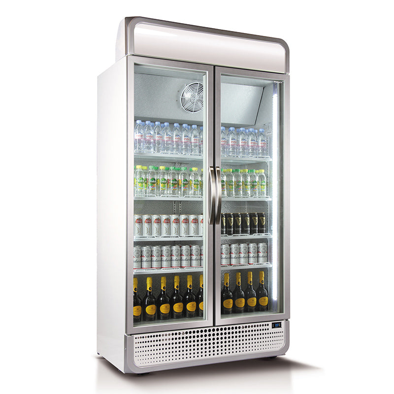 Husky 975L Double Glass Door Commercial Fridge in White (C10PRO-H-WHAUHU)