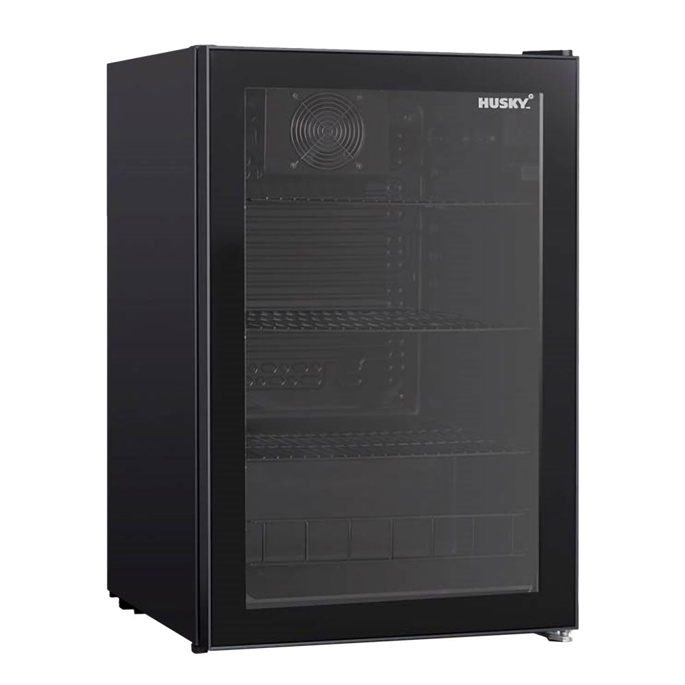 Husky 130L Single Glass Door Under Counter Bar Fridge In Black (CKK130