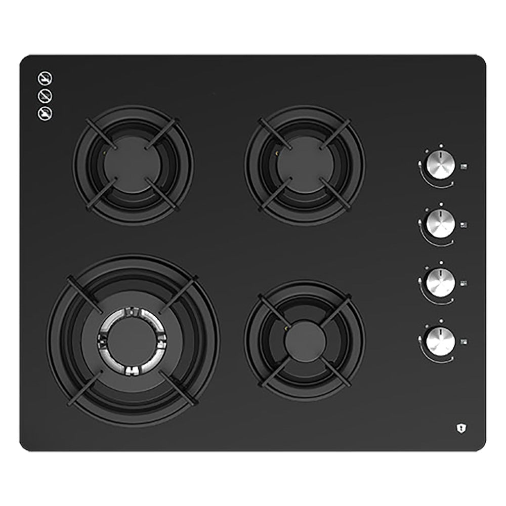 Tisira 60cm 4 Burner Black Glass Gas Cooktop (TGWF61G) Arisit