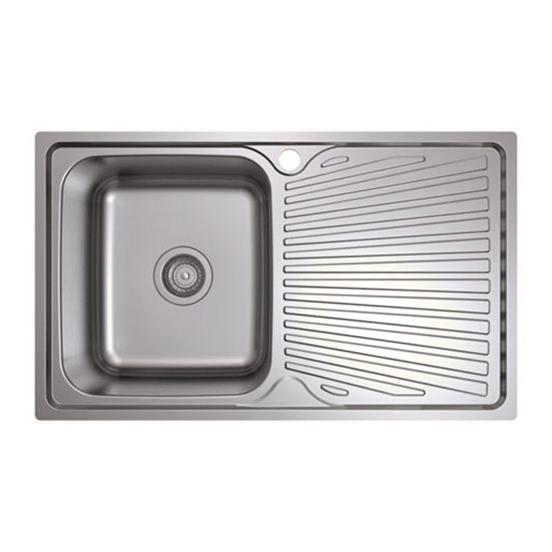 Tisira 80cm Single Bowl Stainless Steel Kitchen Sink With Right Hand Drainer (TSLE800R)