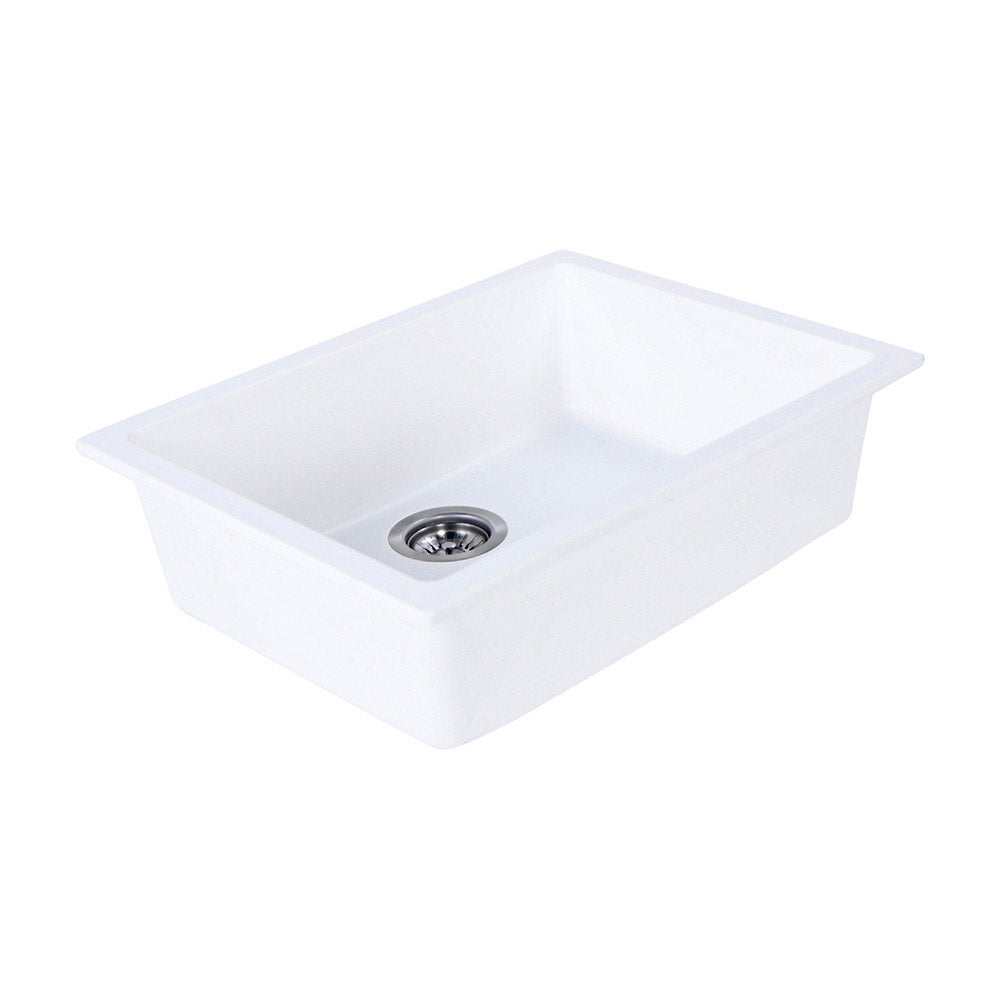 Tisira 61cm Single Bowl White Granite Kitchen/Laundry Sink (TSG610WH)