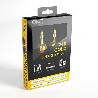 One Products Gold Plated Bannana Plugs For Speaker Cable - 4 Pack (OSPKC002-AU)