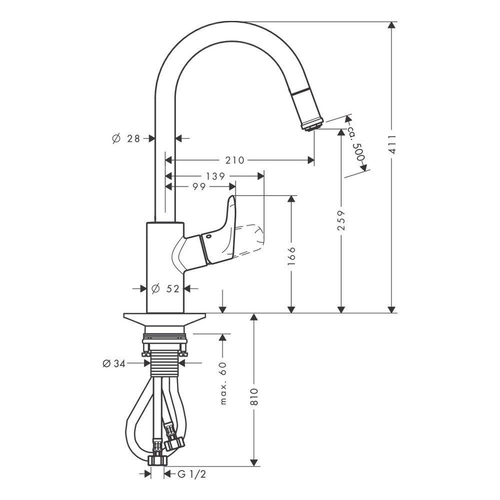 Hansgrohe Focus Variarc M41 320 Single Lever Kitchen Mixer Tap (14881003)