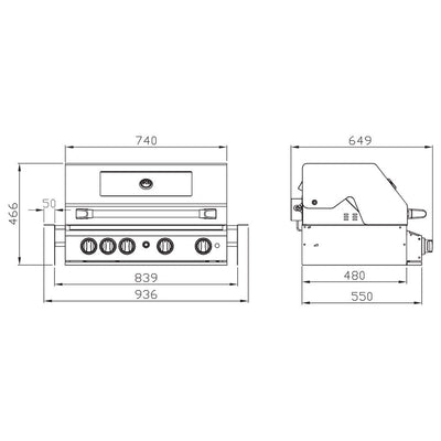 Smart 4 Burner Built-In Gas BBQ With Rotisserie & Rear Infrared Burner In Stainless Steel (401WB-W)