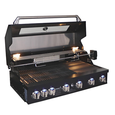 Smart 6 Burner Built-In Gas BBQ With Rotisserie & Rear Infrared Burner In Black (601WB-BLK)