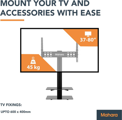 Mahara All in One Tilt & Turn TV Wall Bracket with AV Shelving (KSL62BB)