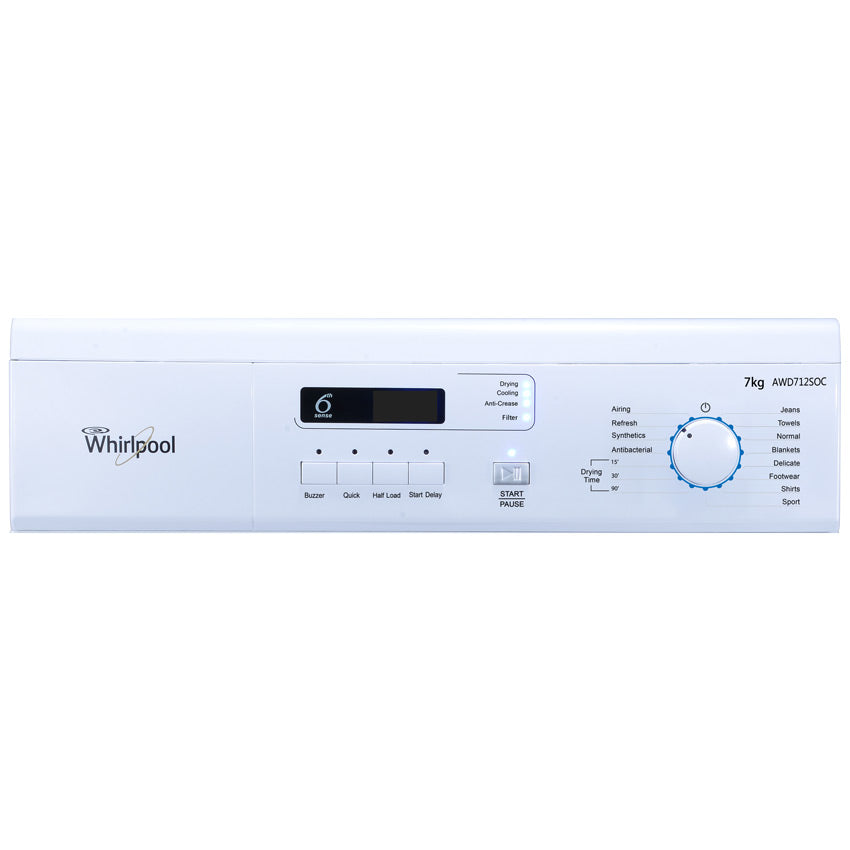 Whirlpool 7kg Air Vented Front Load Clothes Dryer (AWD712SOC)