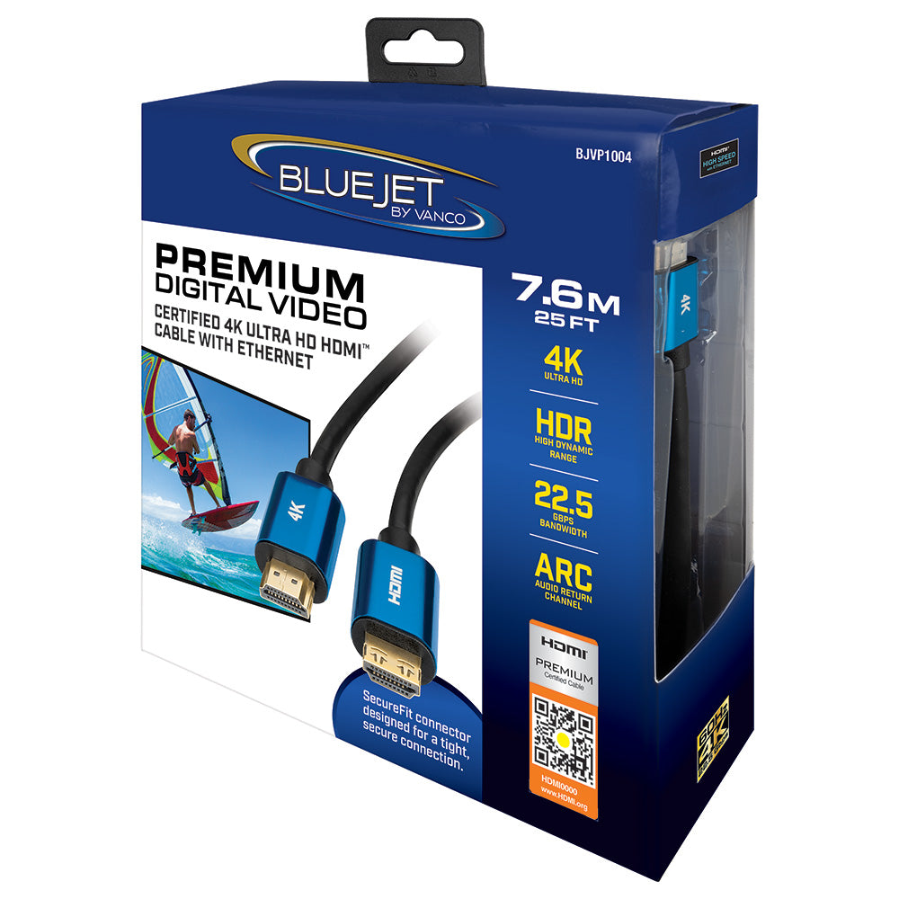 Bluejet 25 Ft 4K Ultra HD 22.5GBPS HDMI Cable (BJVP1004) – Arisit