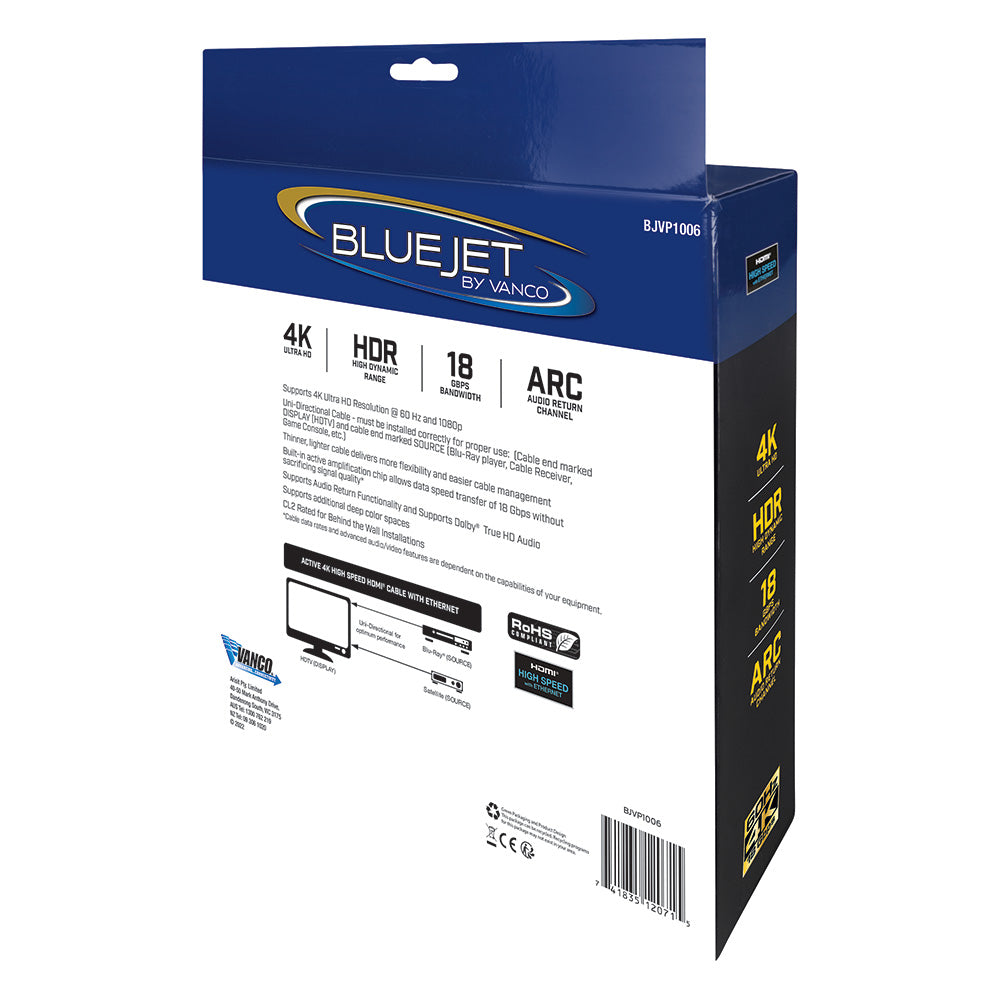 Bluejet 4K Ultra HD 18GBPS HDMI Cable - 50 Ft Length (BJVP1006)