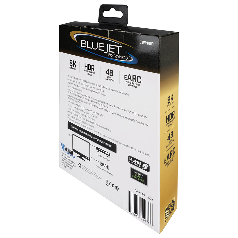 Bluejet 8k Ultra HD 48GBPS HDMI Cable - 12 Ft Length (BJVP1009)