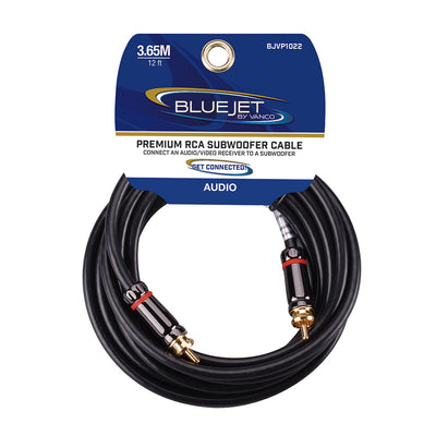 Bluejet RCA Subwoofer Audio Cable - 12 Ft Length (BJVP1022)