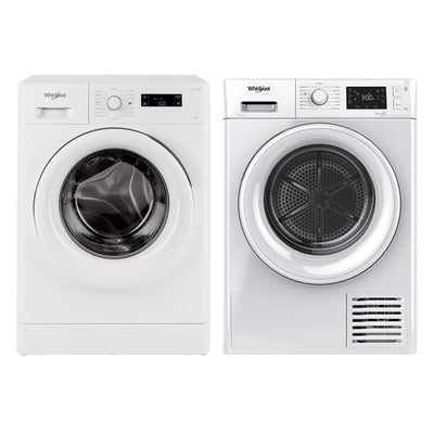 Whirlpool 7kg Front Load Washer & 9kg Heat Pump Clothes Dryer Laundry Bundle