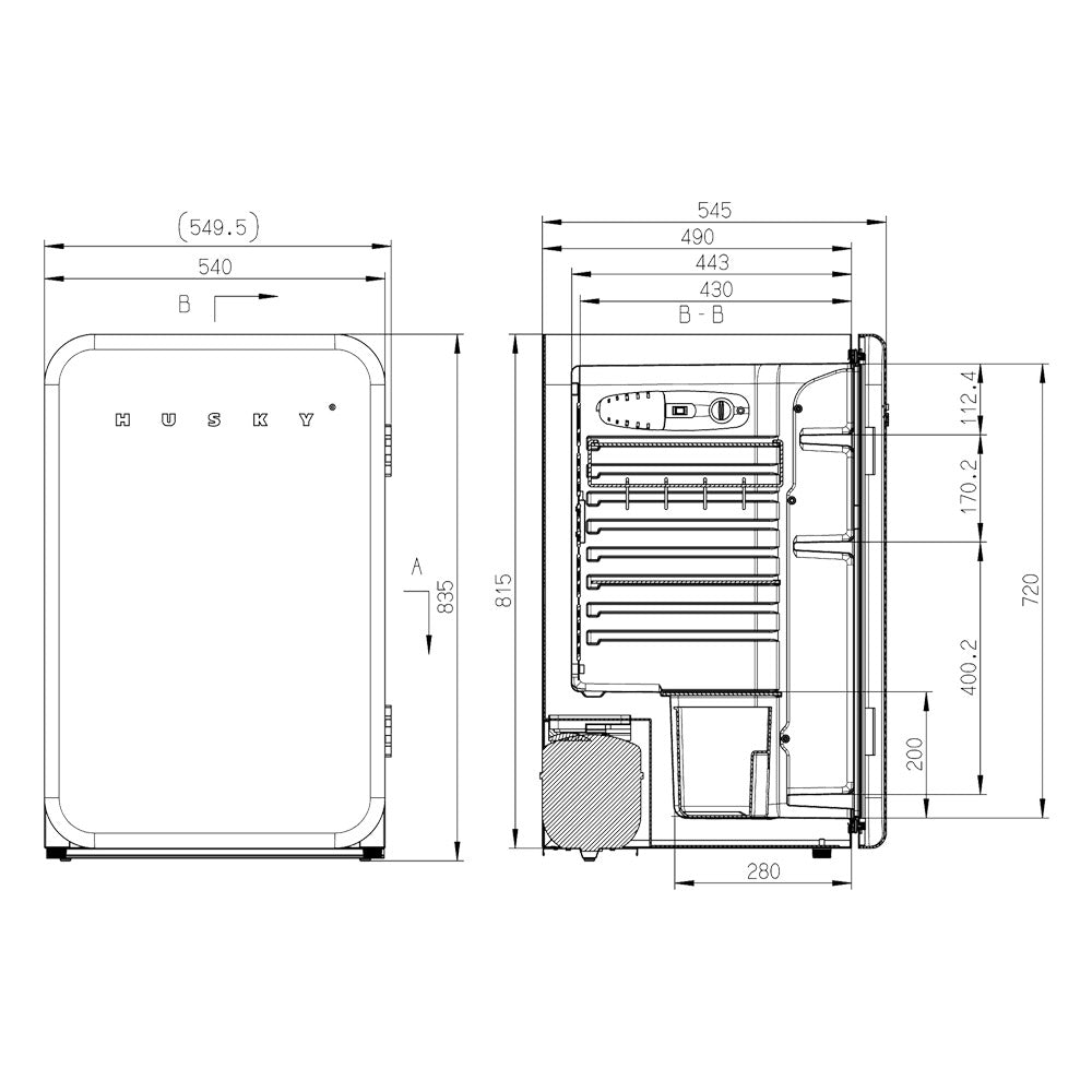 Husky 112L Solid Door Retro Style Bar Fridge in White (HUS-RETRO112WHT.1)