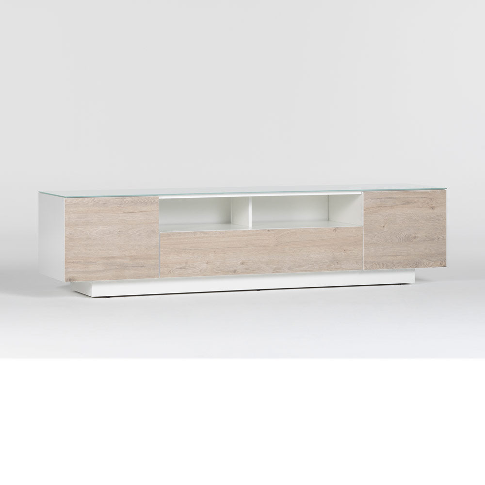 Sonorous 2000mm Value Series TV Cabinet in White/Walnut (LB2030GWHTSCOAU)