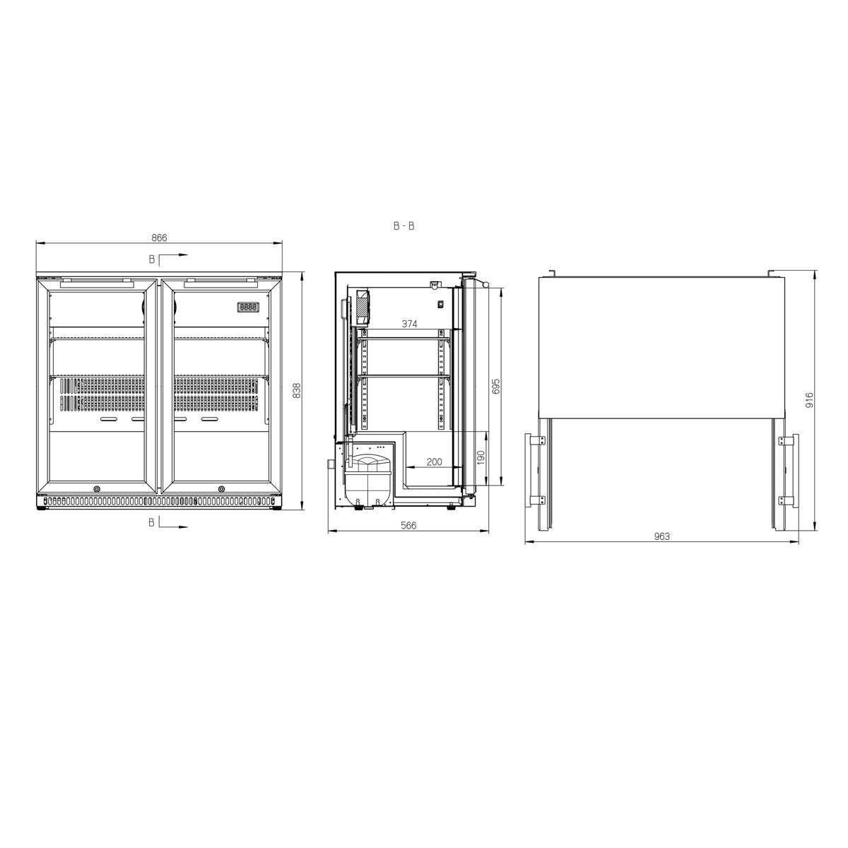 Husky 190L Double Door Alfresco Drinks Chiller With Anti-Condensation Doors In Black (ALF-C2-BLK-840)