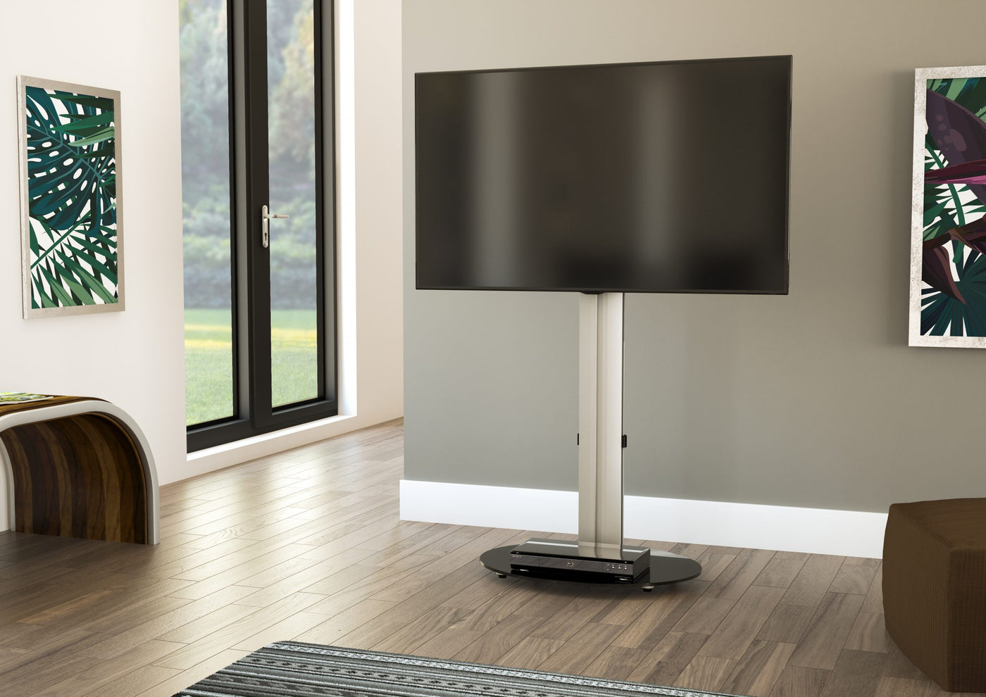 Mahara Arno Cantilever TV Stand with Swivel TV Mount - TV Floor Stand Max 55" & 40kg