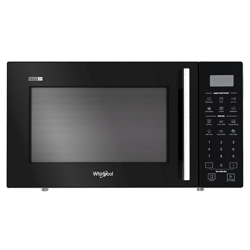 Whirlpool 29L Freestanding AirFry Microwave Oven in Black with Silver Handle (MWP298BAUS-SH)