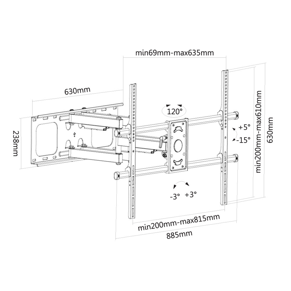 One Products Extra Large Full Motion TV Mount Bracket For 50" to 90" TV (OMA8605-AU)