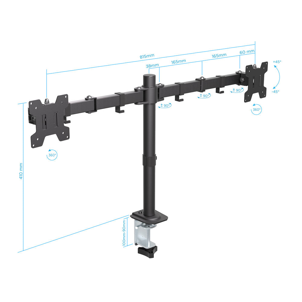 One Products Double-Arm Desktop Mount Bracket for 13" to 32" Monitor (PPMA2-E)