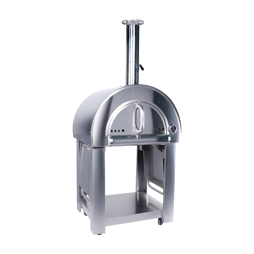 Smart Freestanding Wood Fired Pizza Oven In Black & Stainless Steel Finish (PW01+PW01-C)