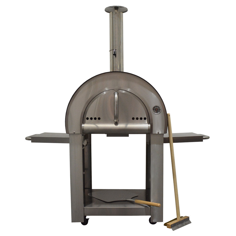 Smart Freestanding Wood Fired Pizza Oven In Black & Stainless Steel Finish (PW01+PW01-C)