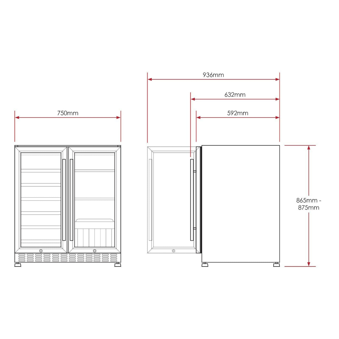 Smart Double Door Wine Fridge & Drinks Chiller in Black (SMAWC66BN)