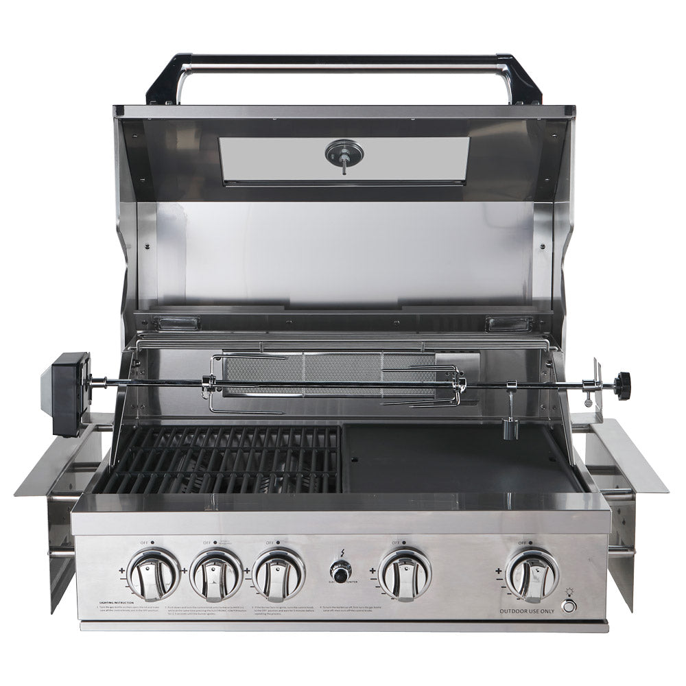 Smart 4 Burner Built-In Gas BBQ With Rotisserie & Rear Infrared Burner In Stainless Steel (401WB-W)