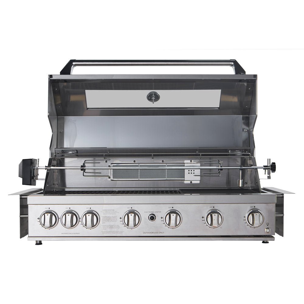 Smart 6 Burner Built-In Gas BBQ With Rotisserie & Rear Infrared Burner In Stainless Steel (601WB-W)
