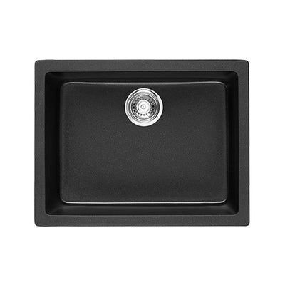 Tisira 61cm Single Bowl Black Granite Kitchen/Laundry Sink (TSG610BK)
