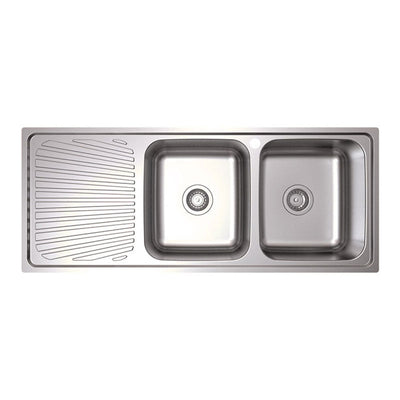 Tisira 118cm 2 Bowl Stainless Steel Kitchen Sink With Left Hand Drainer (TSLE1180L)