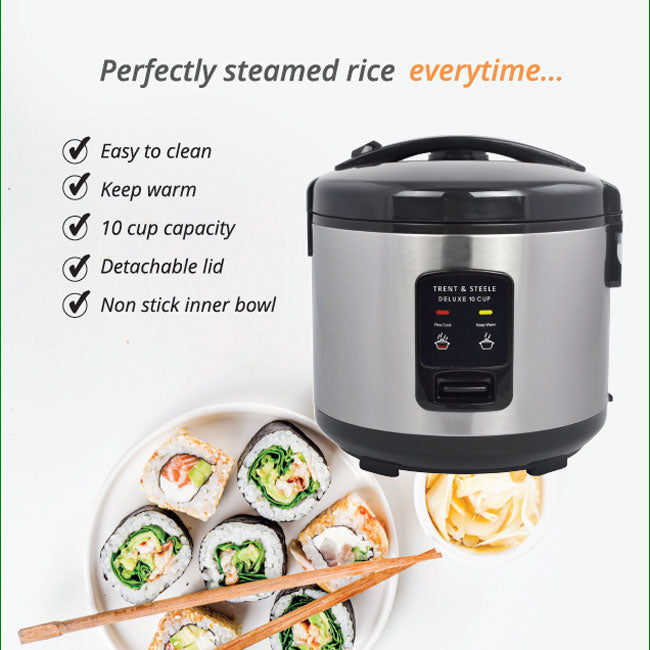Trent & Steele 10-Cup Rice Cooker in Stainless Steel (TS12)