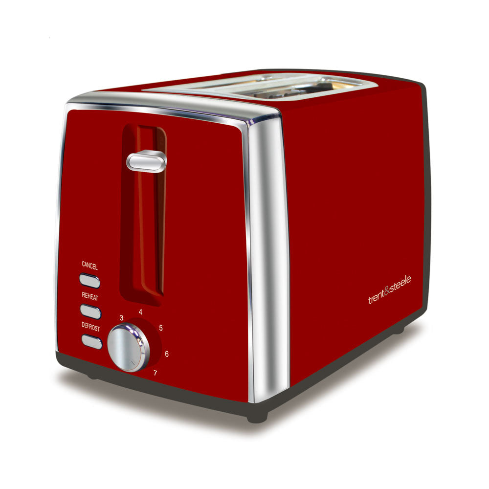 Trent & Steele 2-Slice Toaster in Red & Stainless Steel (TS815)