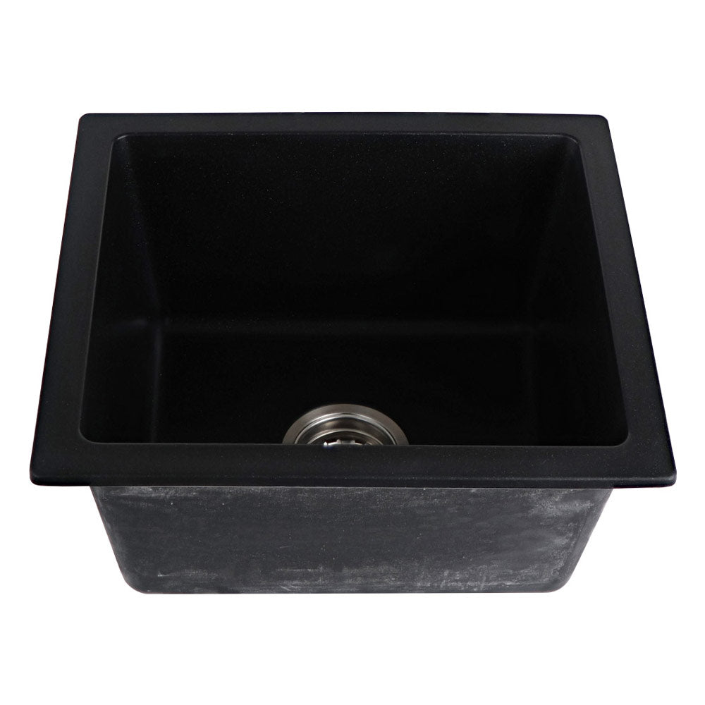 Tisira 46cm Single Bowl Black Granite Kitchen/Laundry Sink (TSG460BK)