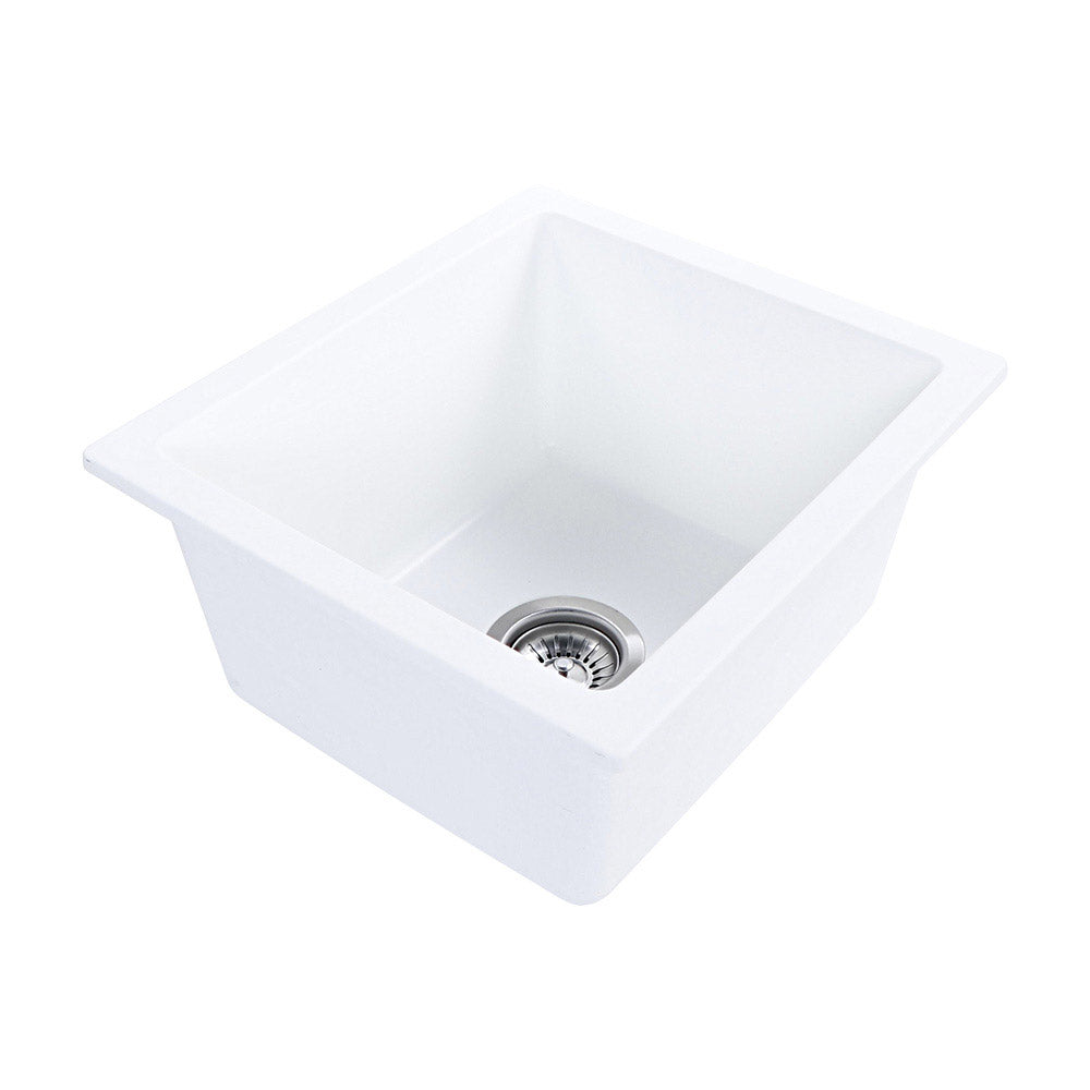 Tisira 46cm Single Bowl White Granite Kitchen/Laundry Sink (TSG460WH)