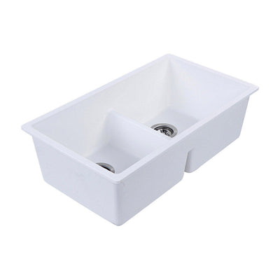 Tisira 79cm Double Bowl White Granite Kitchen/Laundry Sink (TSG790WH)