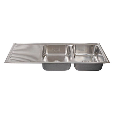 Tisira 118cm 2 Bowl Stainless Steel Kitchen Sink With Left Hand Drainer (TSLE1180L)