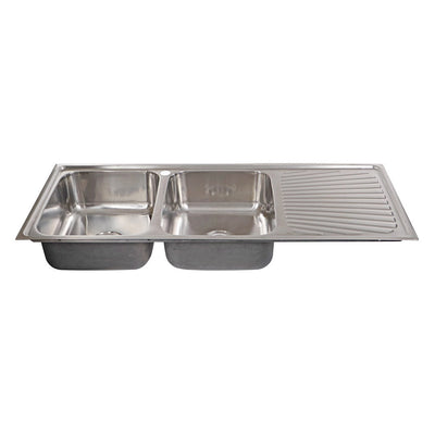 Tisira 118cm 2 Bowl Stainless Steel Kitchen Sink With Right Hand Drainer (TSLE1180R)