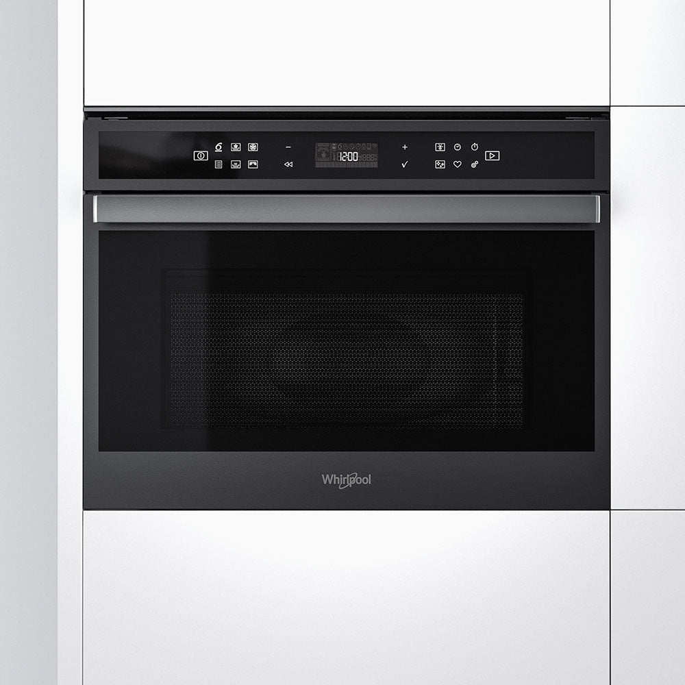 Whirlpool W-Collection 40L Built-In Black S/Steel Microwave Oven with Crisp & Steam (W6 MWBSOC)