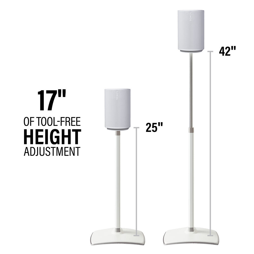 Sanus Height-Adjustable Speaker Stand for Sonos Era 100 Speaker in White (WSSE1A1-W2)