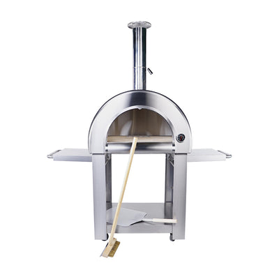 Smart Freestanding Wood Fired Pizza Oven In Black & Stainless Steel Finish (PW01+PW01-C)