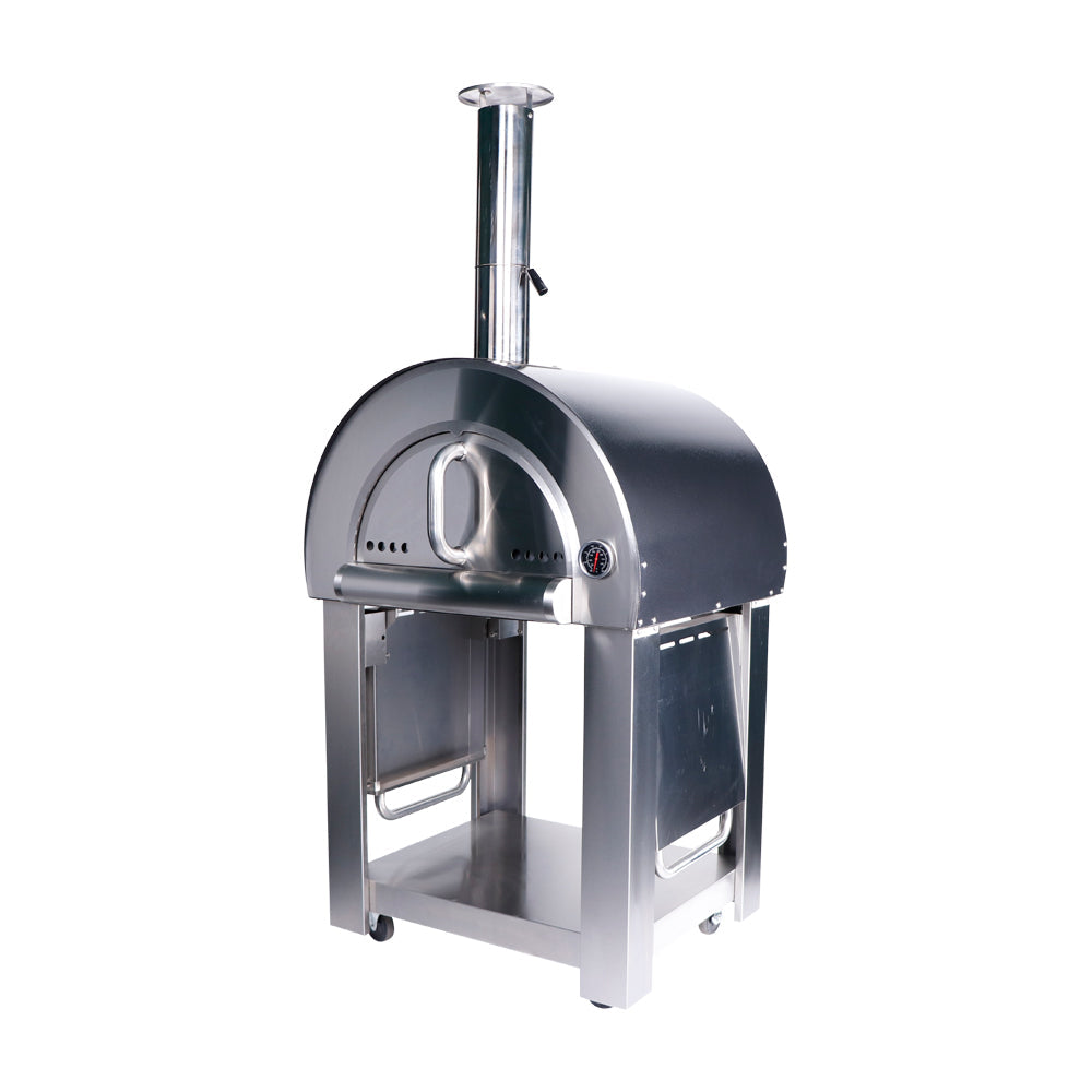 Smart Freestanding Wood Fired Pizza Oven In Black & Stainless Steel Finish (PW01+PW01-C)