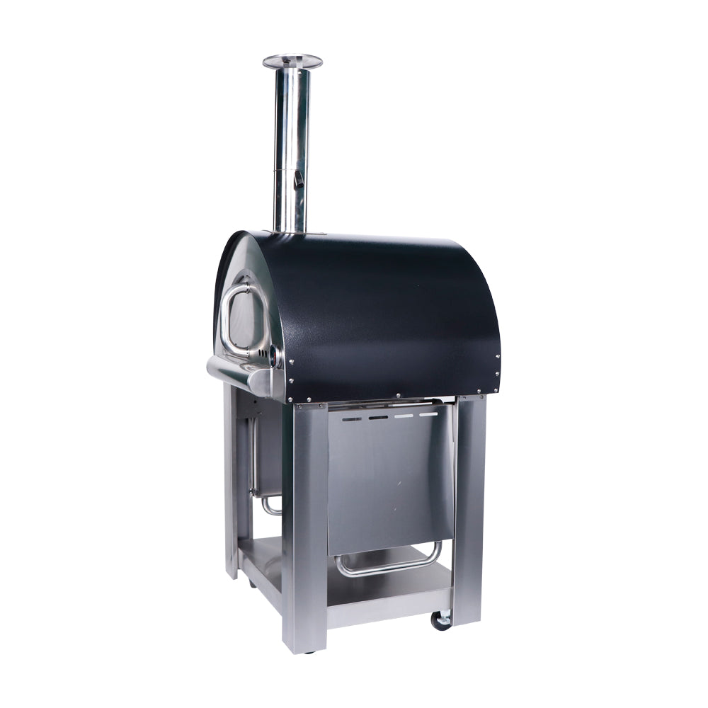 Smart Freestanding Wood Fired Pizza Oven In Black & Stainless Steel Finish (PW01+PW01-C)