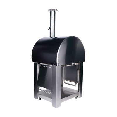 Smart Freestanding Wood Fired Pizza Oven In Black & Stainless Steel Finish (PW01+PW01-C)