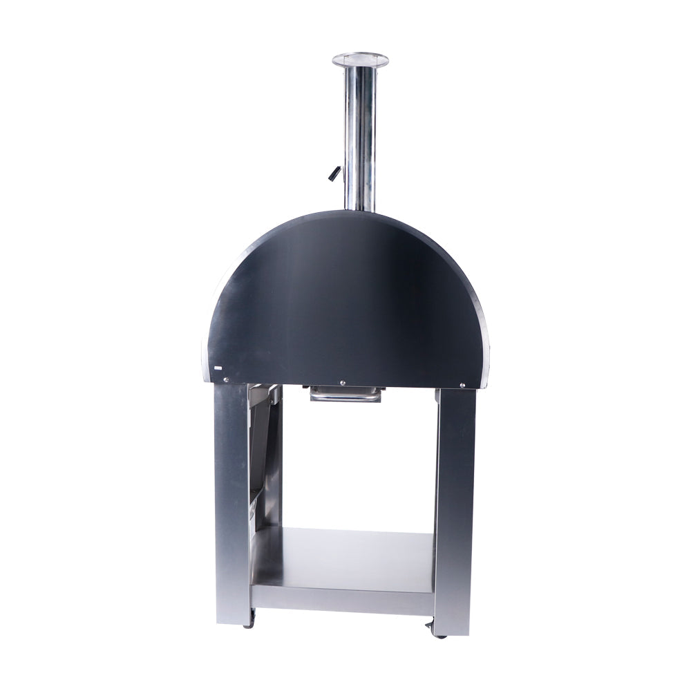 Smart Freestanding Wood Fired Pizza Oven In Black & Stainless Steel Finish (PW01+PW01-C)