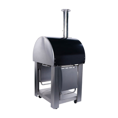 Smart Freestanding Wood Fired Pizza Oven In Black & Stainless Steel Finish (PW01+PW01-C)