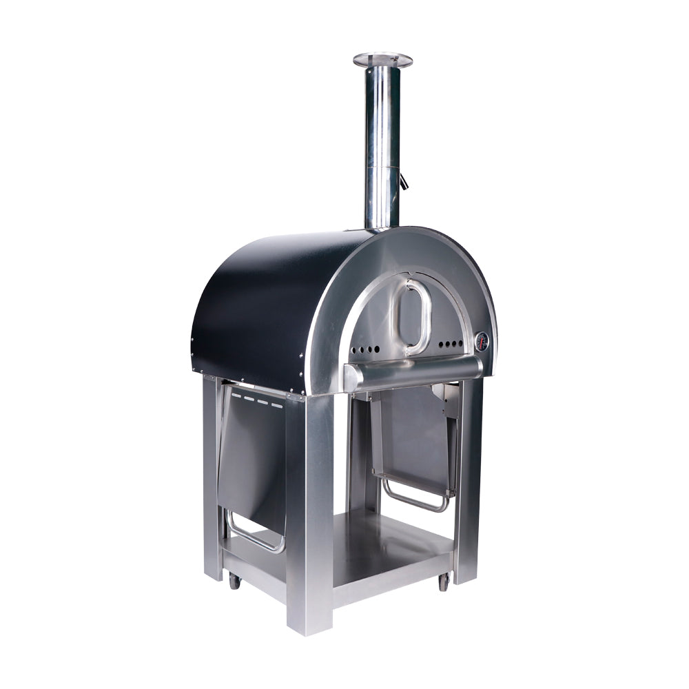 Smart Freestanding Wood Fired Pizza Oven In Black & Stainless Steel Finish (PW01+PW01-C)