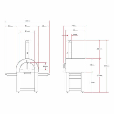 Smart Freestanding Wood Fired Pizza Oven In Black & Stainless Steel Finish (PW01+PW01-C)